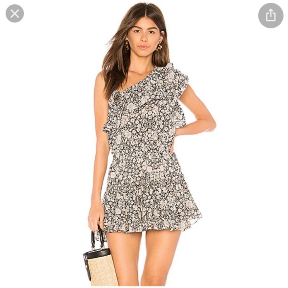 Misa Los Angeles Black and White Floral Mini Dress